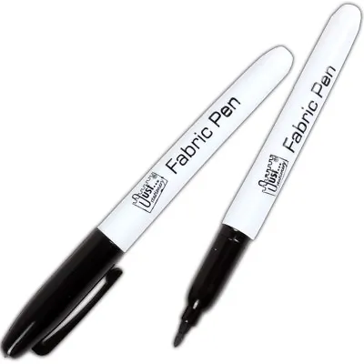 10x PERMANENT FABRIC PENS Precision Tip Marker BLACK INK Laundry T Shirt Design • £7.58