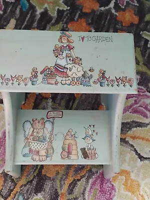 Vintage Child's Wooden Hand Painted Step Stool 12  Tall • $22