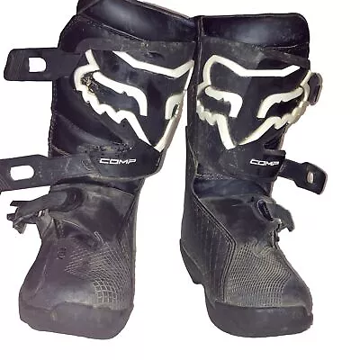 Fox Comp-Y Motocross Boots Black White Youth Size 4 Y4 • $58.50