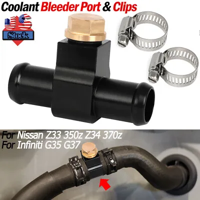 For Nissan Z33 350z Z34 370Z G35 G37 Coolant Bleeder Port Heater Hose Connector • $27.39