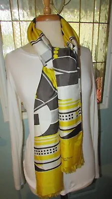 Stunning Vintage Long French Silk Scarf Bianchini Ferier Paris Geometric Design • $39.95