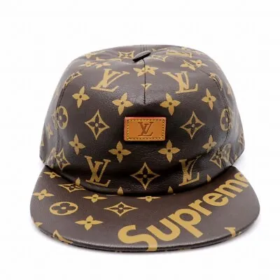 Supreme Louis Vuitton Monogram Hat Cap Goat Leather MP1879 Brown Kim Jones • $1994