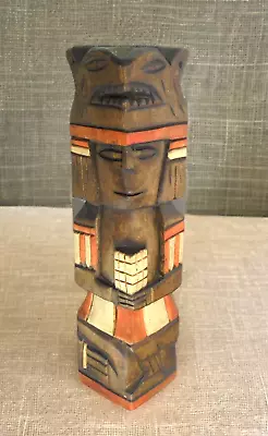 Mayan Wood Carving Riviera Maya Mexico Mexican Handmade Statue Figurine Signed • $22.88