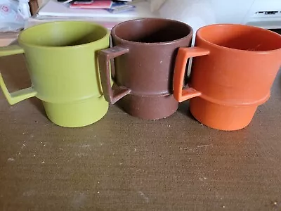 Tupperware Mugs Vintage Avacado Green Orange & Brown Lot Of 3 • $2.98