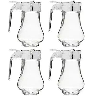 4 Pack Glass 200mL (6.75oz) Maple Syrup Sauce Pourer Dispensers Thumb-Press Lid • $27.99