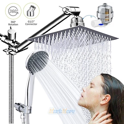 $32.99 • Buy 10  Rain Shower Head With Handheld Spray Combo High Pressure Rainfall Showerhead