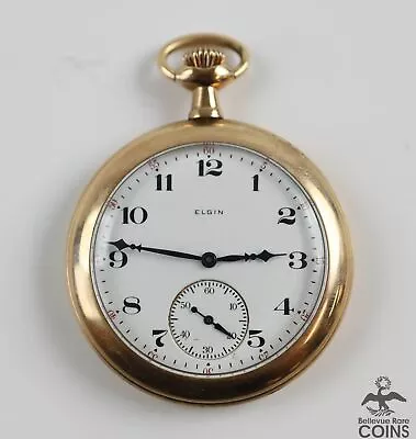 Circa 1914 Elgin 7 Jewels Open-Face White Dial Vintage Pocket Watch #17935809 • $0.99