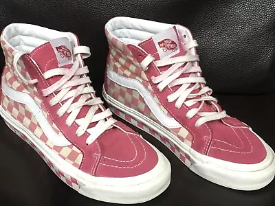 Vans Pink Check Shoes Sk8-Hi Men’s  Size 7 / Women’s 8.5 High Tops As New • $65