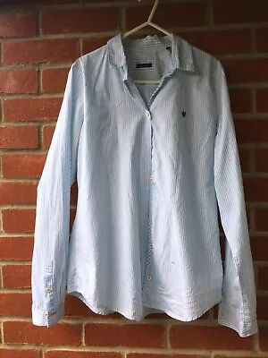 Womens Ladies Girls Pinstripe White Blue Long Sleeve Marc O'polo Shirt Blouse 38 • £5