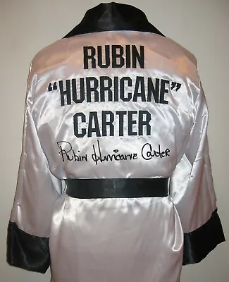 Rubin  Hurricane  Carter Autographed White Boxing Robe ASI Proof • $59.99