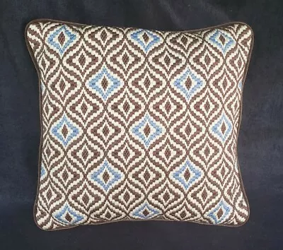 Vintage MCM Needlepoint Bargello Flame Stitch Pillow 13  • $38.95