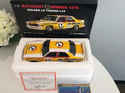 BATHURST 1976 WINNER HANDSIGNED BOB MORRIS HOLDEN L34 TORANA AUTOart BIANTE 1/18 • $375.05