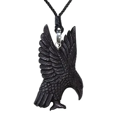 Tribal Necklace Wood Eagle Pendant Sterling Silver Spirit Totem - 81stgeneration • £31.49