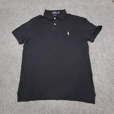 Ralph Lauren Shirt Mens LARGE Black Short Sleeve Golf Slim Polo T Shirt Size L • $23.88