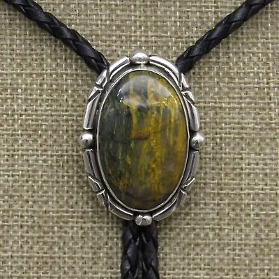 Sterling Silver Oval Shaped Tigers Eye Bolo Tie By Jose Campos+ • $285