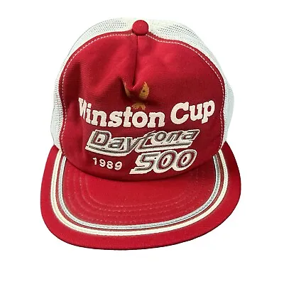 Vintage 1989 Winston Cup Daytona 500 Nascar Racing Mesh Snapback Trucker Hat USA • $19.95