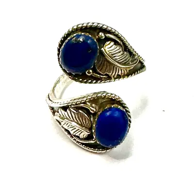 Sterling Silver Lapis Lazuli Leaf Ring Size 10 • $58