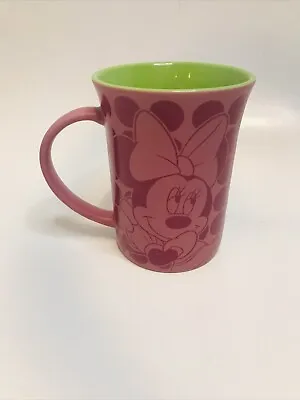 Disney Parks Minnie Mouse Mug Pink Polka Dot Green Walt Disney Resort Coffee Tea • $14.99