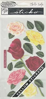 Vintage Sticko Classic Stickers VELLUM ROSES Garden Theme 55587 FAST FREE Ship! • $3.85