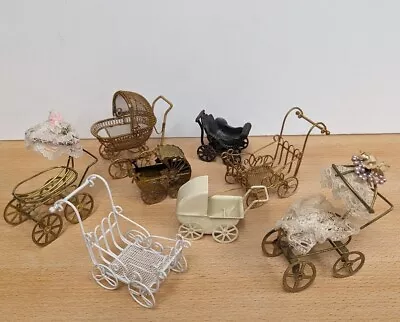 Vintage Miniature Dollhouse Victorian Baby Carriage Lot Of 8 Buggy Artisan • $39.95