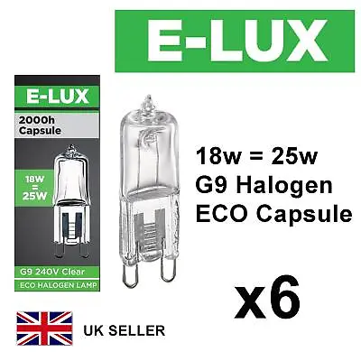 £3.99 • Buy 6 X G9 18w=25w E-LUX DIMMABLE ECO HALOGEN ENERGY SAVING Bulbs Capsule 240V