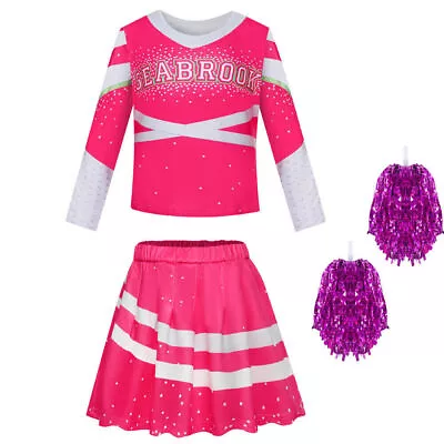 Zombies 2 Cosplay Costume Cheerleader Festive Girls Kids Fancy Dress Outfit Set • £14.98