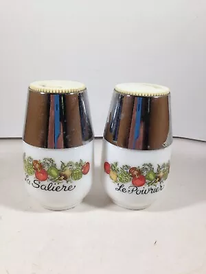 Vintage GEMCO Milk Glass Spice Of Life Salt And Pepper Shakers • $7.68