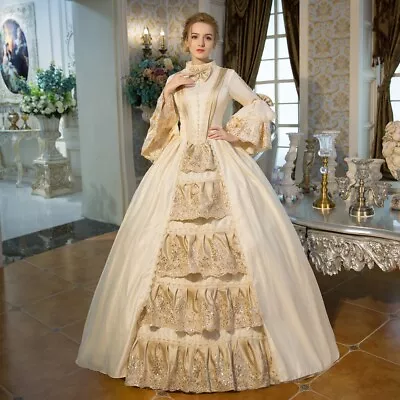 18th Victorian Marie Antoinette Rococo Dress Ball Gown Women's Lace Costume  • $119