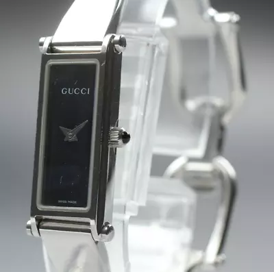 ▶[EXC+4] Vintage Gucci 1500L Silver Black Dial Women's Quartz Watch JAPAN T393 • $89.99
