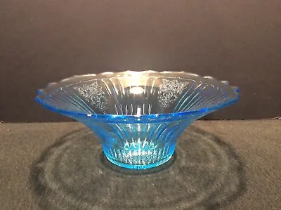 Original Depression Glass Mayfair Open Rose Blue Glass Fruit Bowl Anchor Hocking • $150