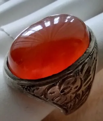 $59.99 • Buy Vintage Art Deco Natural Carnelian Etched Sterling Silver Mens Ring Sz 10.5