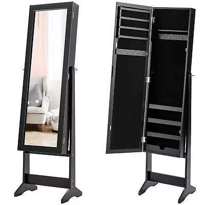 Mirrored Jewelry Cabinet Armoire Mirror Organizer Storage Box Ring W/Stand • $84.99