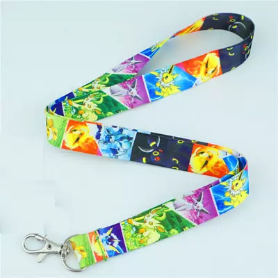 Nintendo Pokemon Eevee EEVEELUTION Anime Cute Lanyard Strap Badge Keychain Pin • $8.50