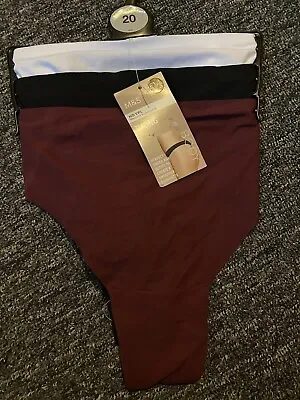 3x Marks & Spencer BODY NO VPL THONG Set 18 20 M&S Underwear Knickers Wine Black • £10.99