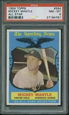1959 Topps #564 Mickey Mantle PSA 8 Yankees AS  (4767) • $2515
