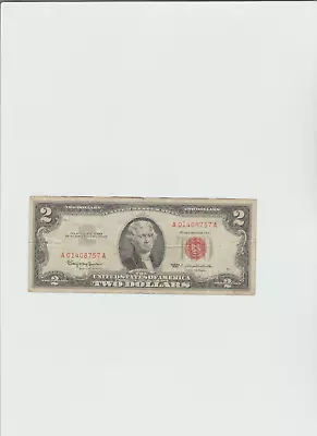 Vintage Two Dollar 1963 $2 United States Note Jefferson Red Seal Usn • $14.50