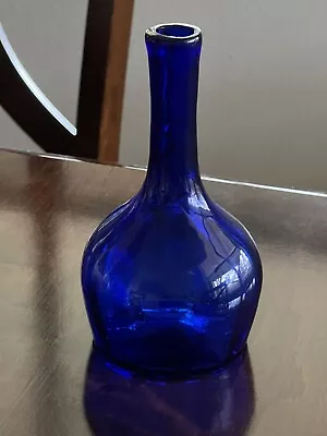 Beautiful Vintage Cobalt Blue Swirled Blown Glass Barber Bottle 7”-#02 • $22