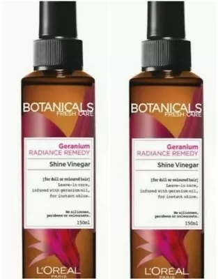 2 X L'Oreal Botanicals Geranium Radiance Remedy Shine Vinegar 150ml Leave-In NEW • £6.49