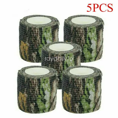 5PCS Military Camo Self Adhensive Bandage Camping Hunting Camouflage Tape Wrap • £7.57
