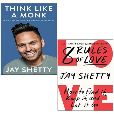 Jay Shetty Collection 2 Books Set 8 Rules Of Love Think Like A Monk NEW • £31.99