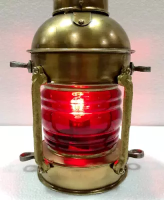Red Lamp Maritime Antique Ship Lantern Boat Light Home Décor Lamp • $58.50