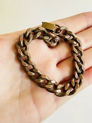 Vintage Solid Copper Cuban Link Bracelet Chunky Stunning Heavy Chain Statement • $28