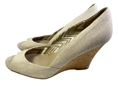$13.99 • Buy Fergalicious By Fergie  Women's Open Toe Wedge Shoes Beige Textile Shoes Size 9M