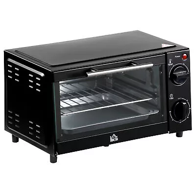 750W Mini Electric Oven Grill Toaster Black Counter Table Top Compact Caravan • £43.35