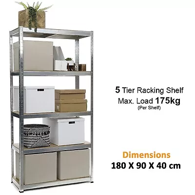 Garage Racking 5 Tier Shelving Unit Boltless Heavy Duty Metal Shelf Shed Storage • £21.85