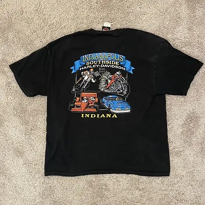Vintage Harley Davidson Indianapolis Graphic Racing Black T Shirt Size L • $30
