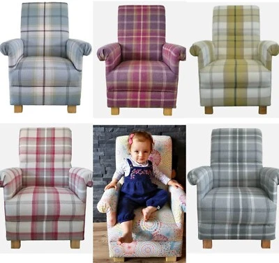 Children's Armchairs In Porter & Stone Balmoral Tartan Fabric Kids Girls Boys • £157.49