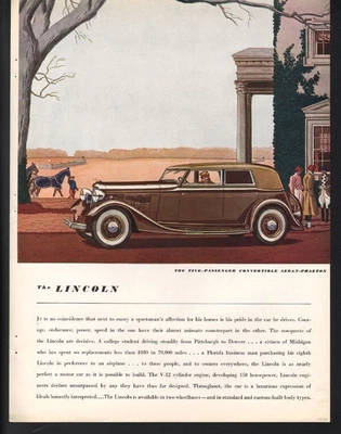 $24.95 • Buy 1934 Lincoln Convertible Phaeton Auto Memorabilia V-12 Engine Car Luxury  21281