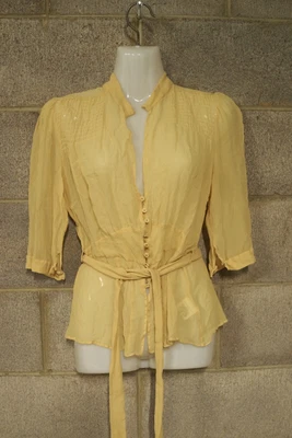 $40 • Buy Scanlan Theodore Yellow Lightweight/sheer Half-sleeve Top…to Fit A Small…vgc...