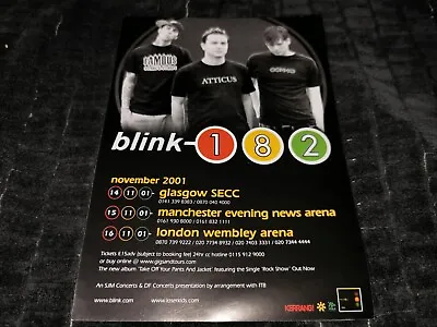 $54.51 • Buy Blink 182 Concert Flyer Mark Hoppus Tom Delonge Travis Barker Rare OOP